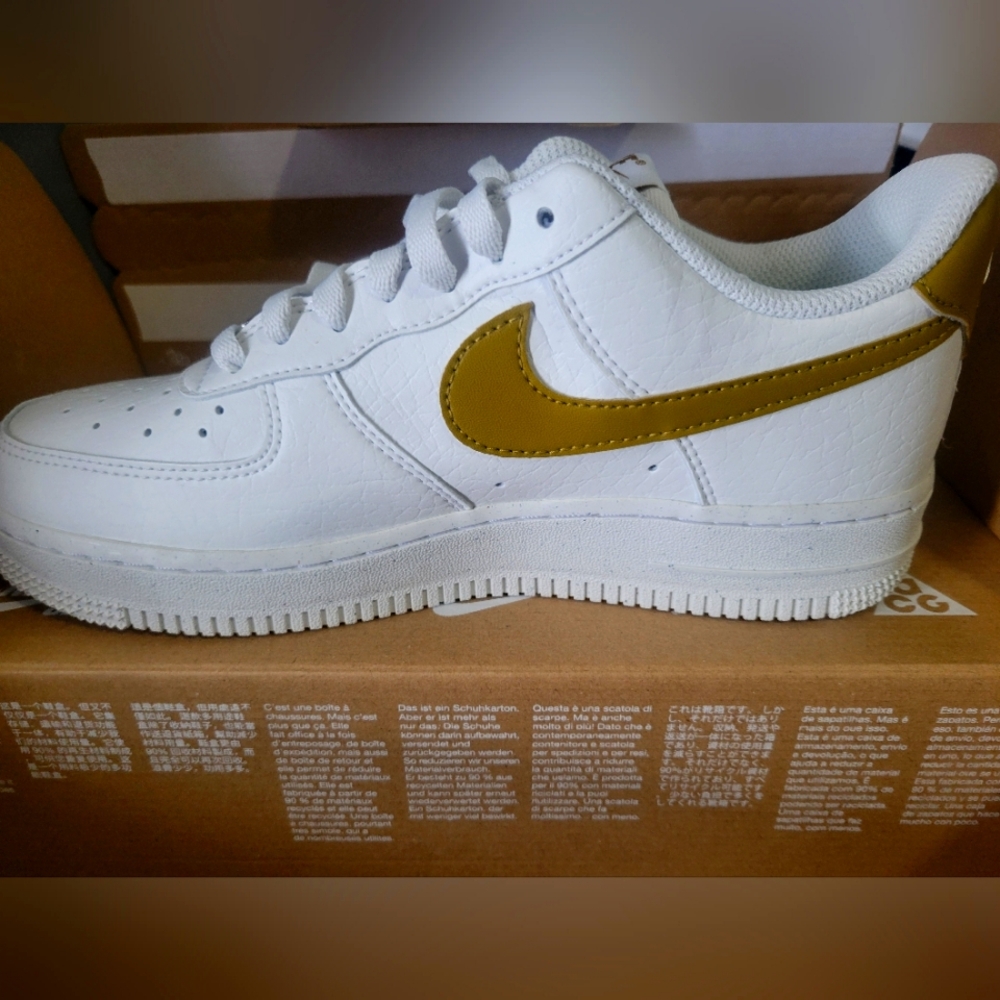 Size 6.5 - Nike Women's Air Force 1 '07 Shoes White/Bronze Brown. NEW WITH BOX!!